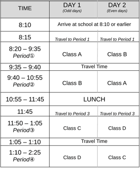 Class Schedule